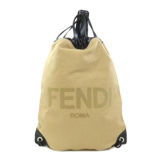 FENDI Backpack canvas beige logo Women Used Authentic