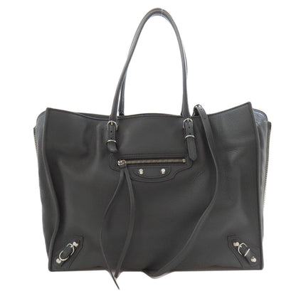 BALENCIAGA Tote Bag 432596 Calfskin gray Paper B4 Zip Around 2WAY Women Used Authentic