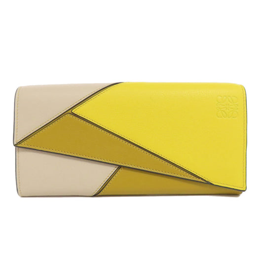 LOEWE Long Wallet Purse Calfskin yellow puzzle