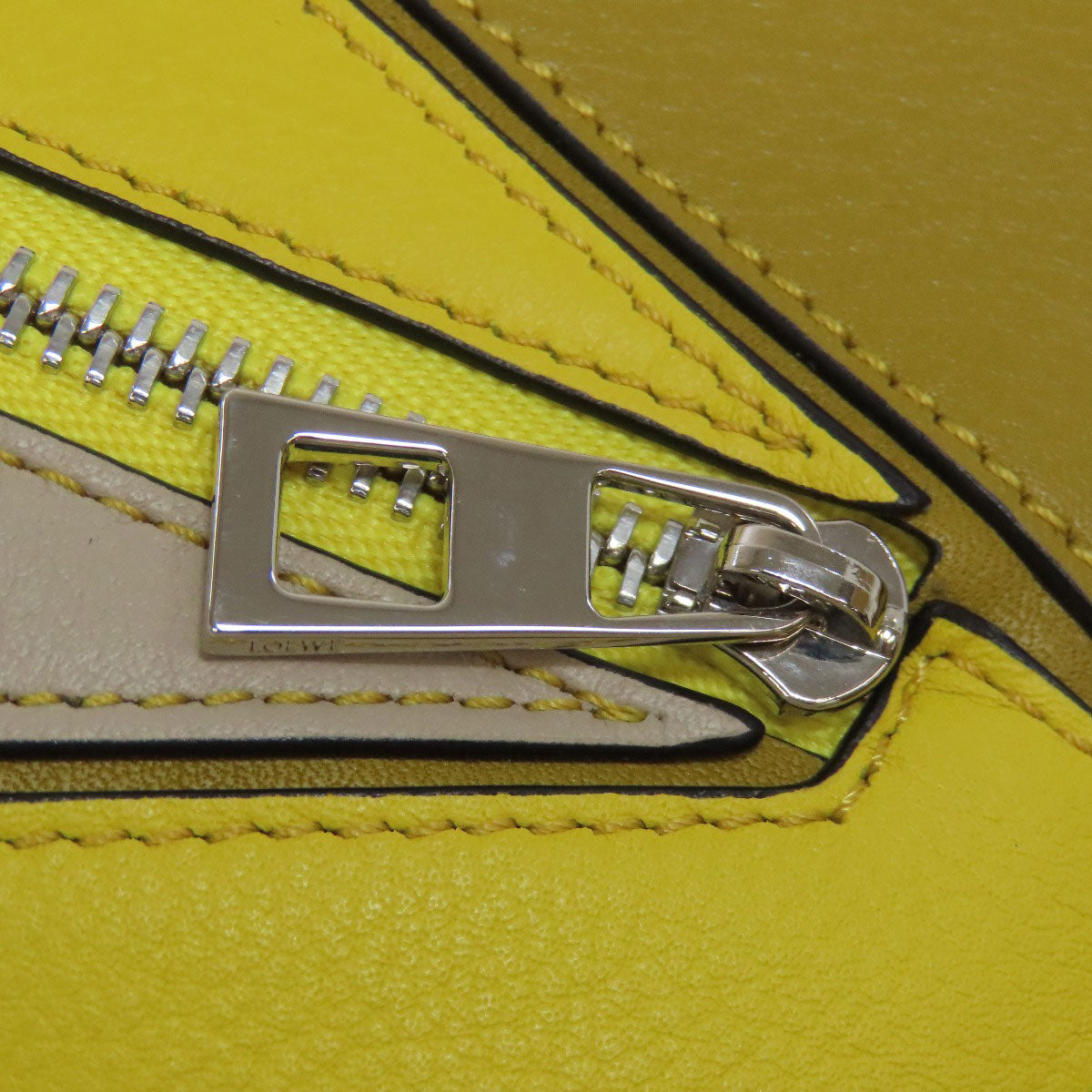 LOEWE Long Wallet Purse Calfskin yellow puzzle