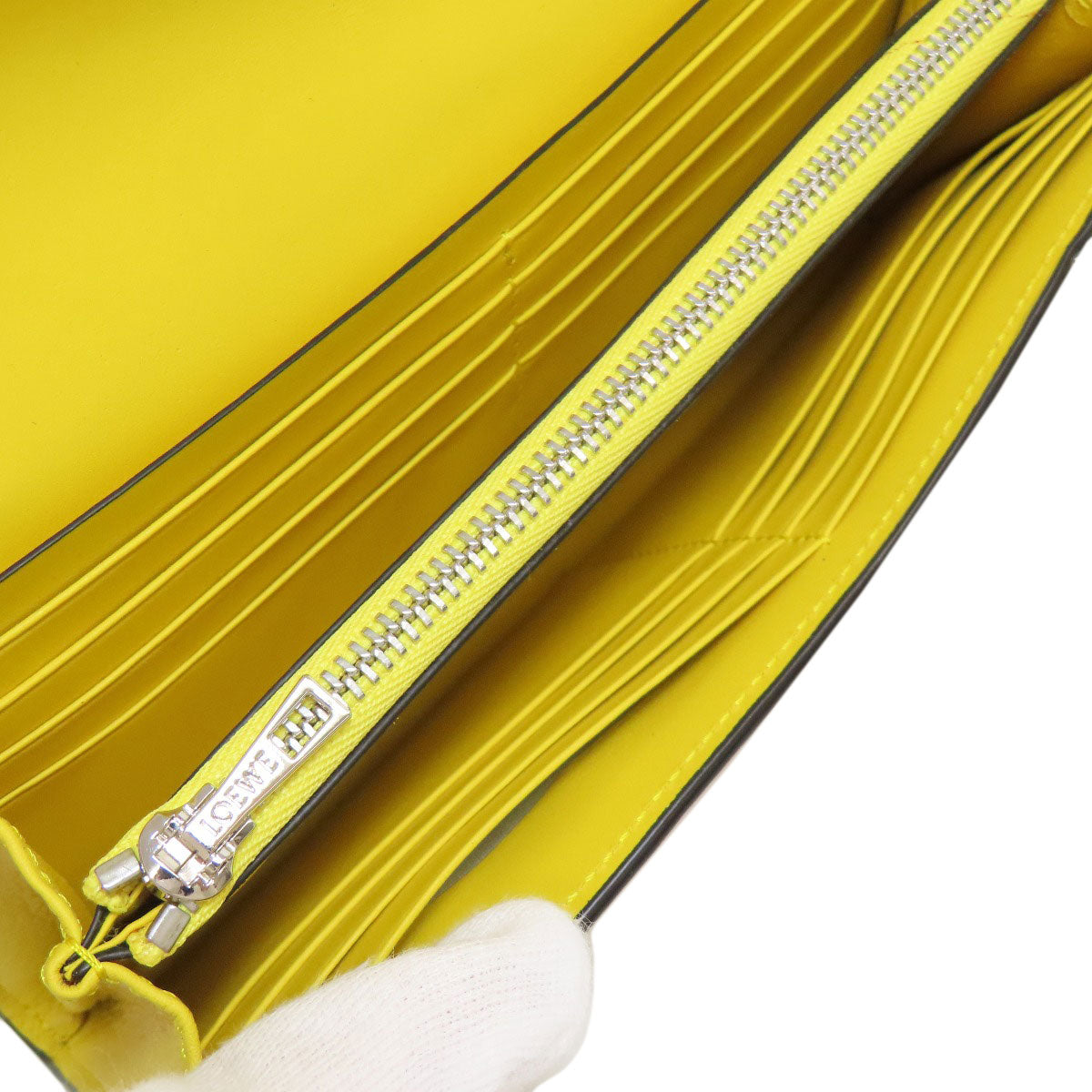 LOEWE Long Wallet Purse Calfskin yellow puzzle
