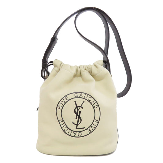 SAINT LAURENT Shoulder Bag Calfskin white logo Women Used Authentic