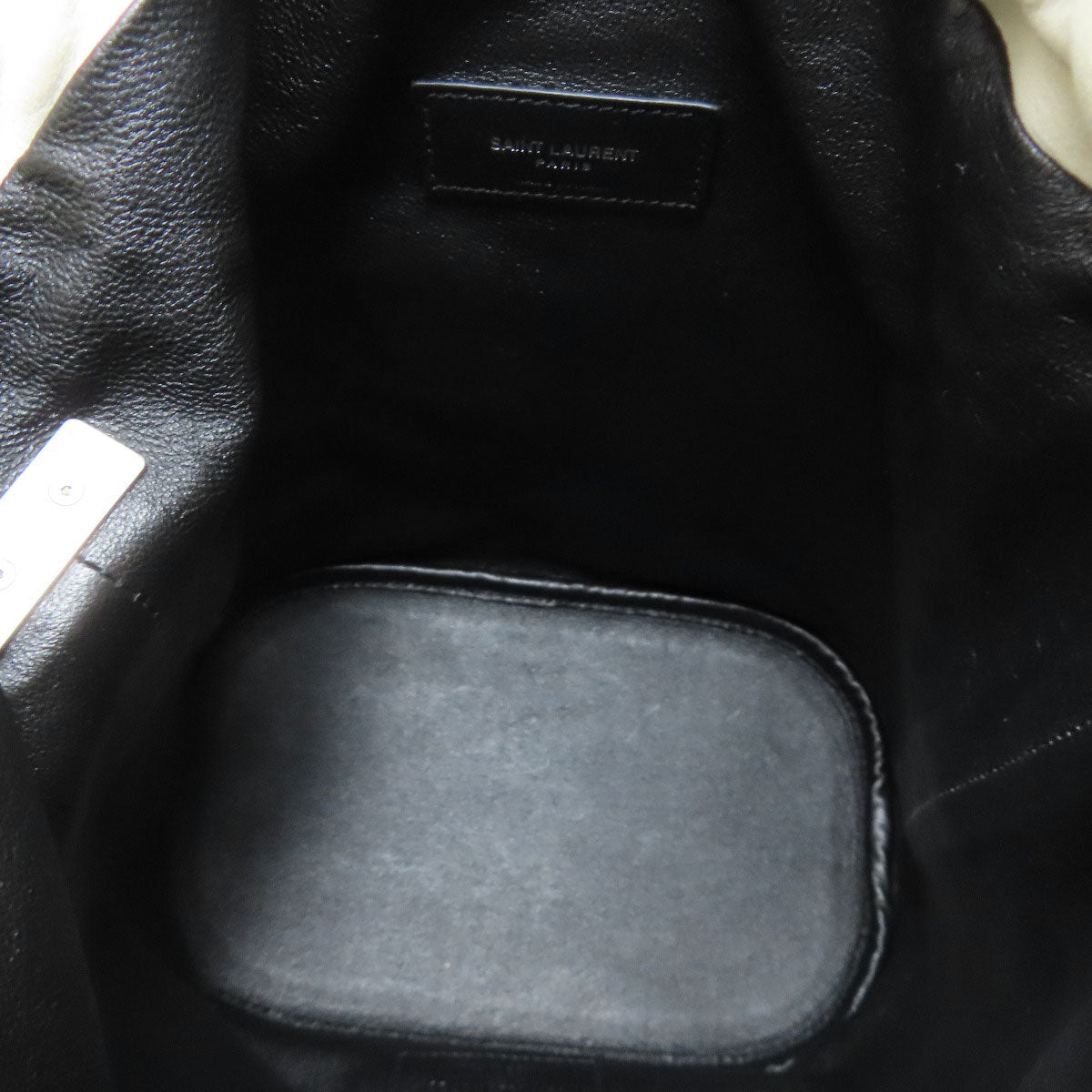 SAINT LAURENT Shoulder Bag Calfskin white logo Women Used Authentic