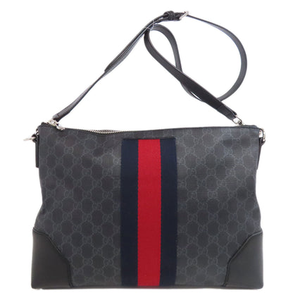 GUCCI Shoulder Bag 474139 PVC black GG Shelly line Women Used Authentic