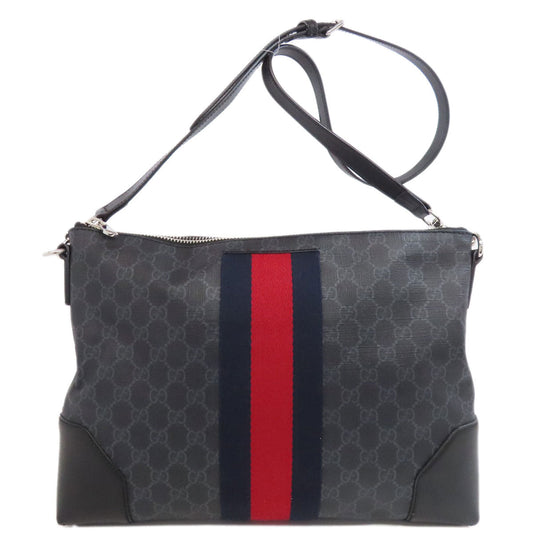 GUCCI Shoulder Bag 474139 PVC black GG Shelly line Women Used Authentic