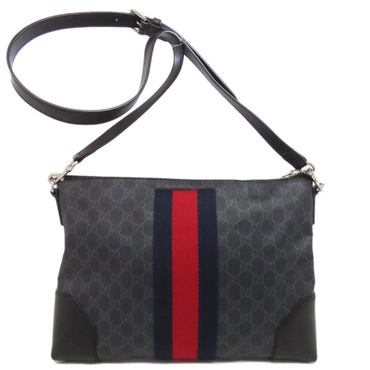GUCCI Shoulder Bag 474139 PVC black GG Shelly line Women Used Authentic