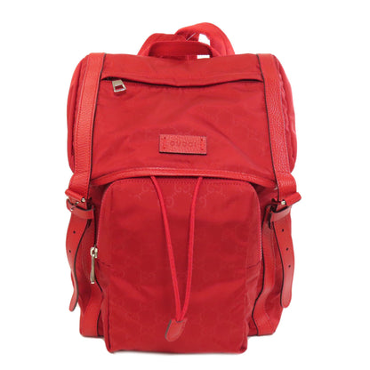 GUCCI Backpack 510336 Nylon Red GG Women Used Authentic