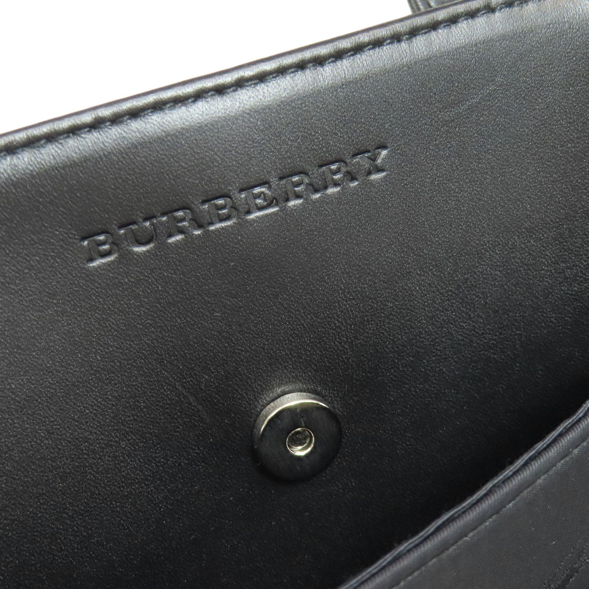 BURBERRY Tote Bag Nylon, Leather black logo Women Used Authentic