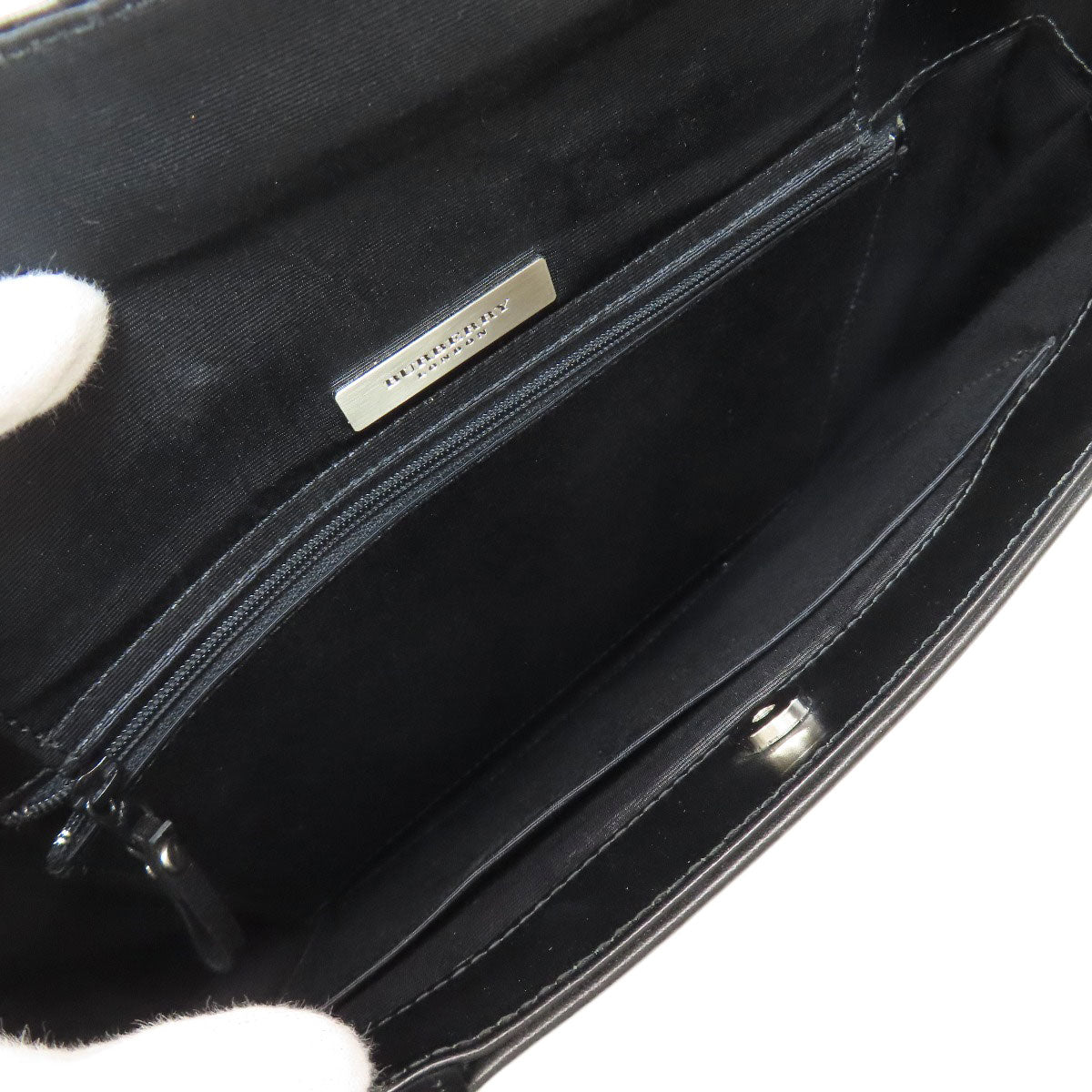 BURBERRY Tote Bag Nylon, Leather black logo Women Used Authentic