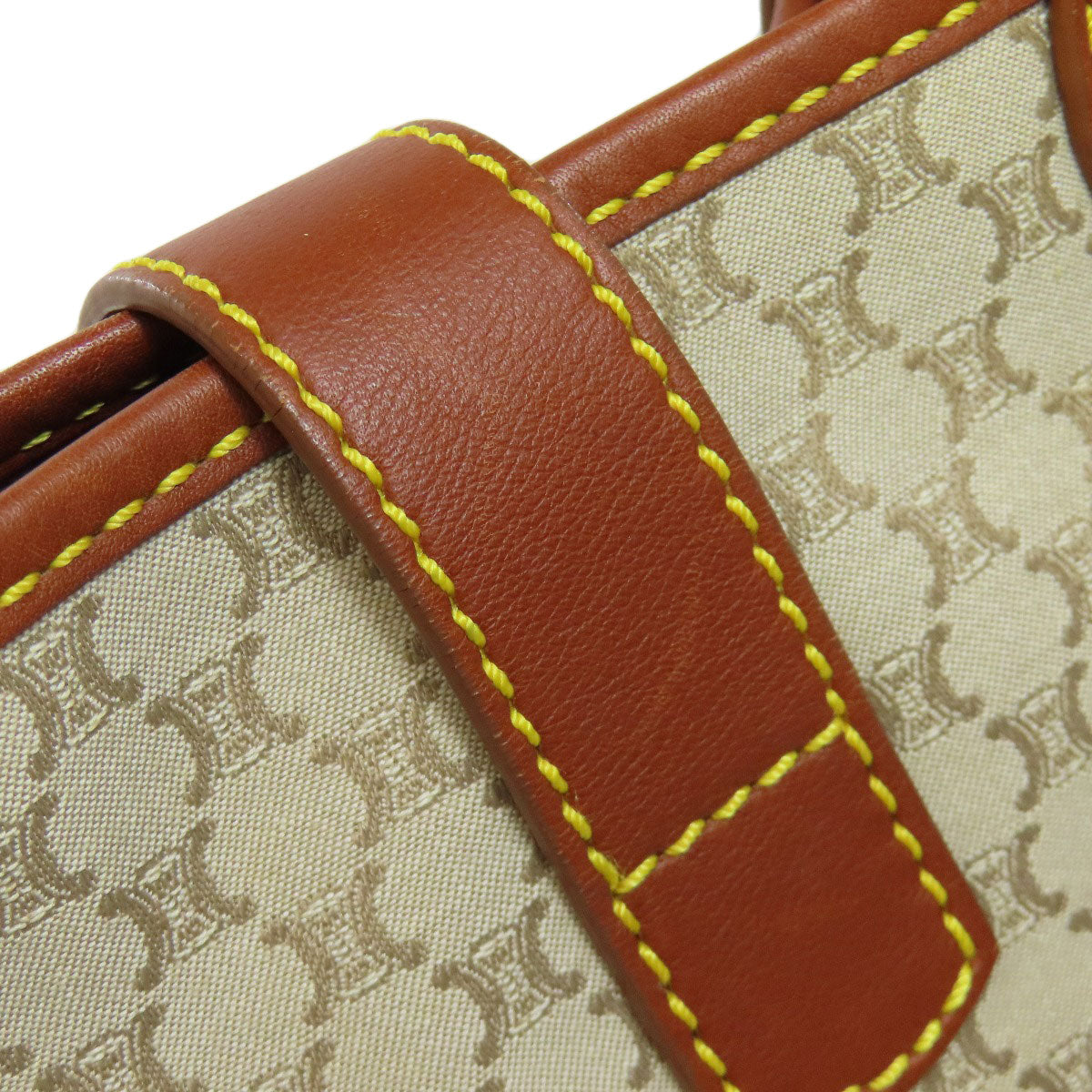 CELINE Handbag canvas Brown Macadam Pattern Women Used Authentic