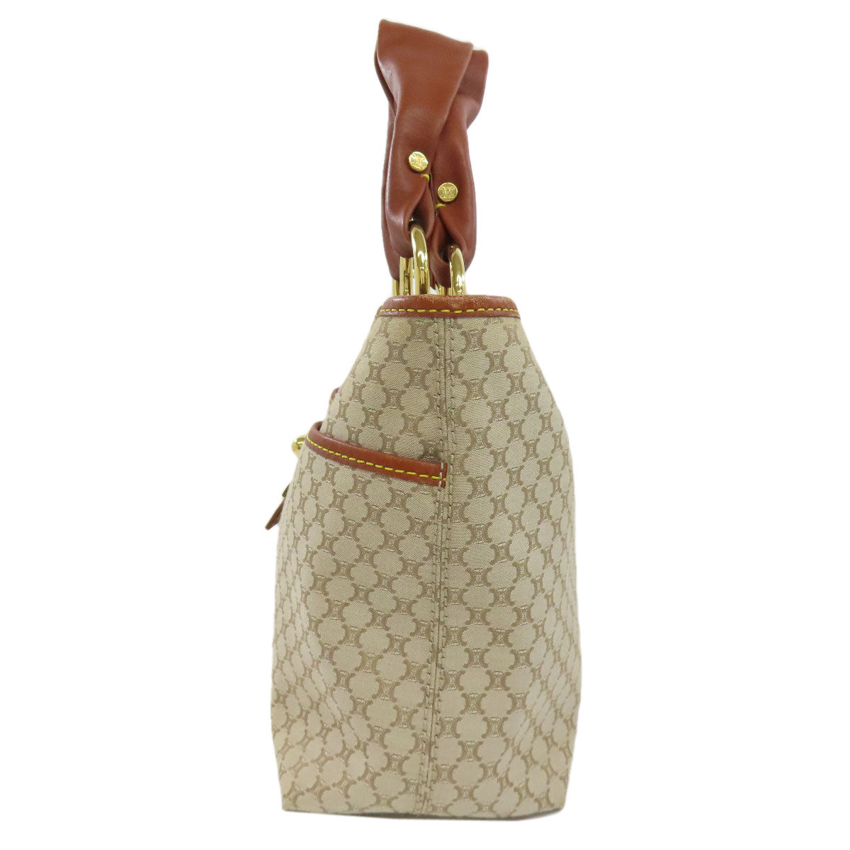 CELINE Handbag canvas Brown Macadam Pattern Women Used Authentic