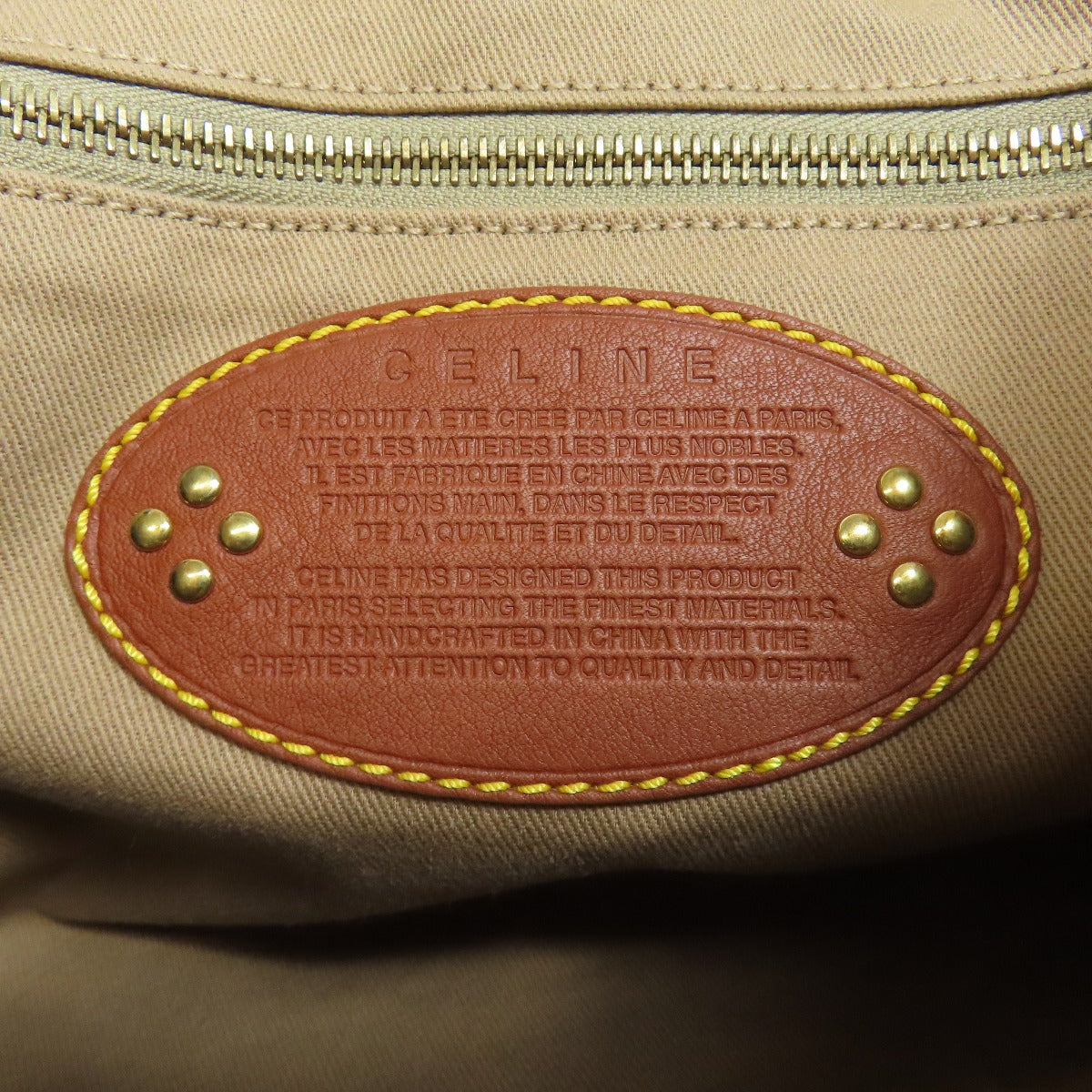 CELINE Handbag canvas Brown Macadam Pattern Women Used Authentic