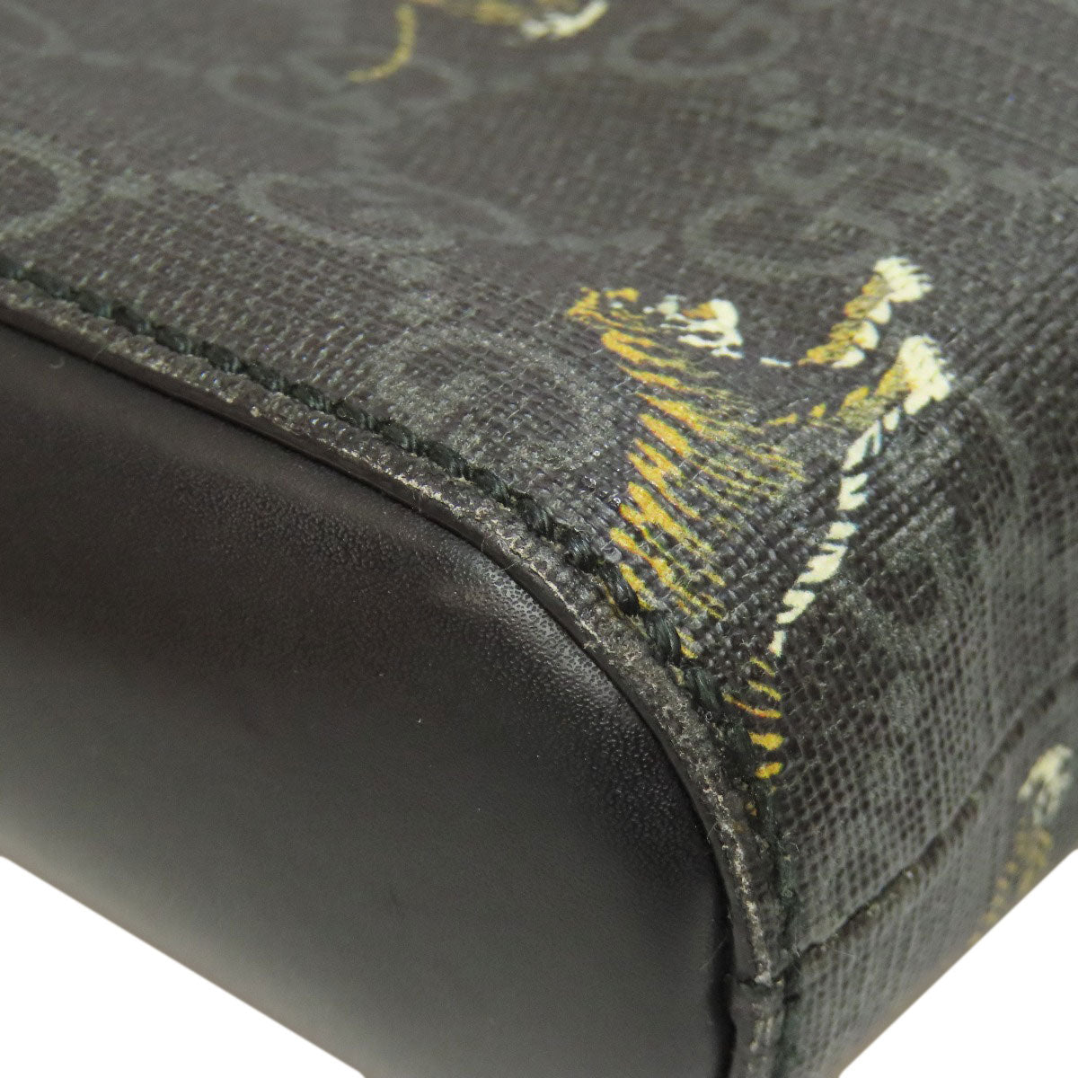 GUCCI Shoulder Bag 474137 PVC black GG Supreme Tiger Print Women Used Authentic