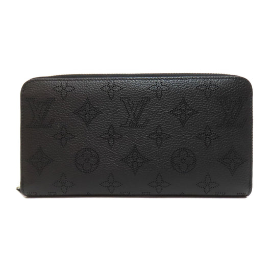 LOUIS VUITTON Long Wallet Purse M61867 Mahina leather black Zippy wallet Women Used Authentic