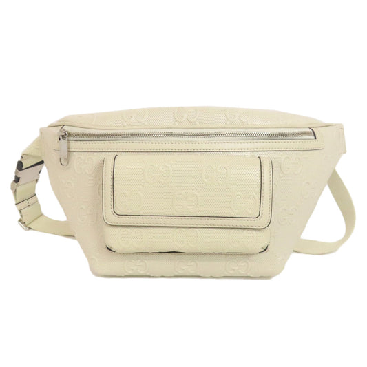 GUCCI Sling bag 645093 Calfskin white GG emboss Women Used Authentic