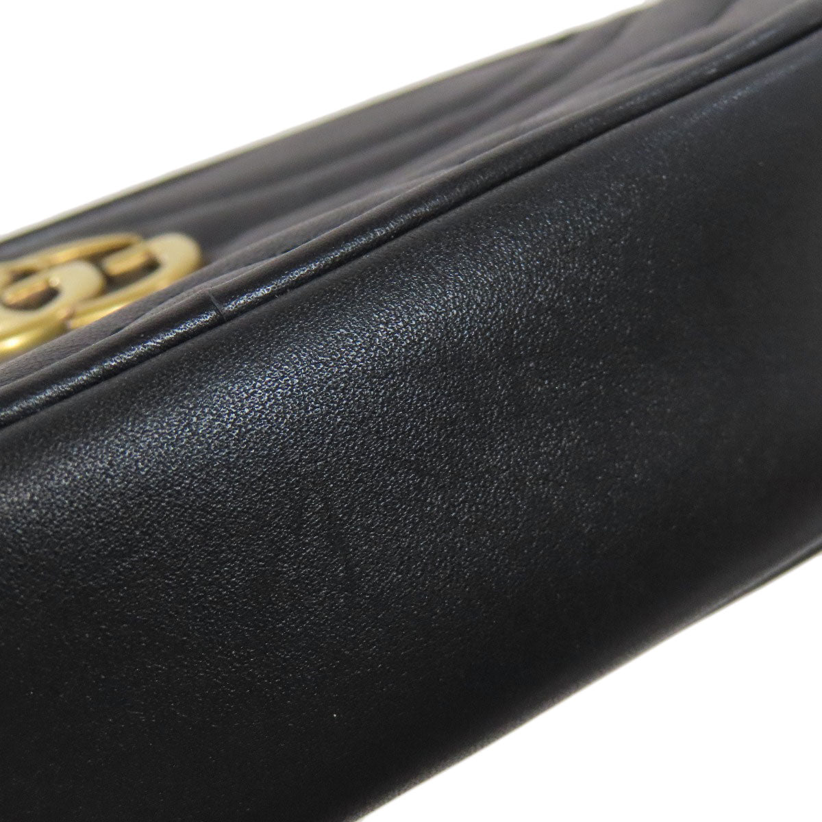 GUCCI Hip bag 476484 Calfskin black GG Marmont Women Used Authentic