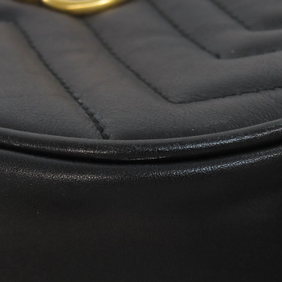 GUCCI Hip bag 476484 Calfskin black GG Marmont Women Used Authentic