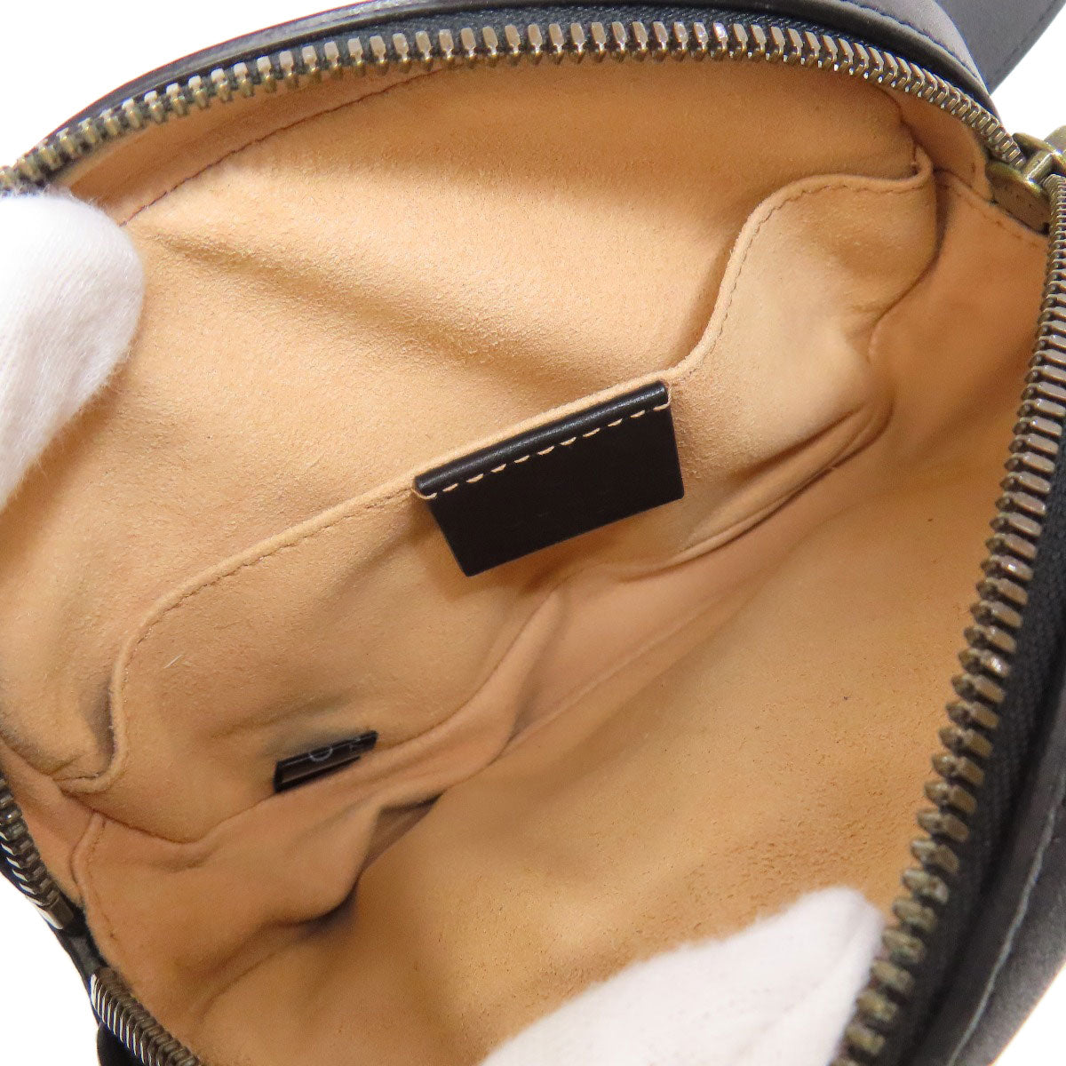GUCCI Hip bag 476484 Calfskin black GG Marmont Women Used Authentic
