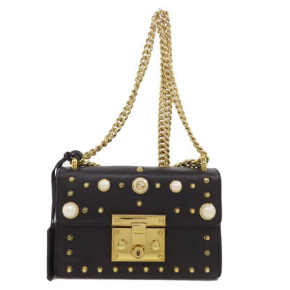 GUCCI Shoulder Bag 432182 Calfskin black Padlock ChainShoulder Women Used Authentic