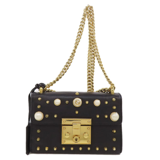 GUCCI Shoulder Bag 432182 Calfskin black Padlock ChainShoulder Women Used Authentic