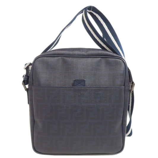 FENDI Shoulder Bag PVC Navy Zucca Pattern