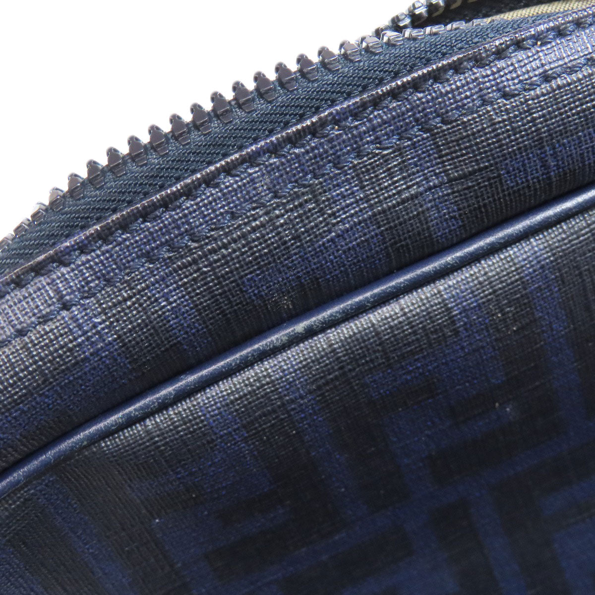 FENDI Shoulder Bag PVC Navy Zucca Pattern