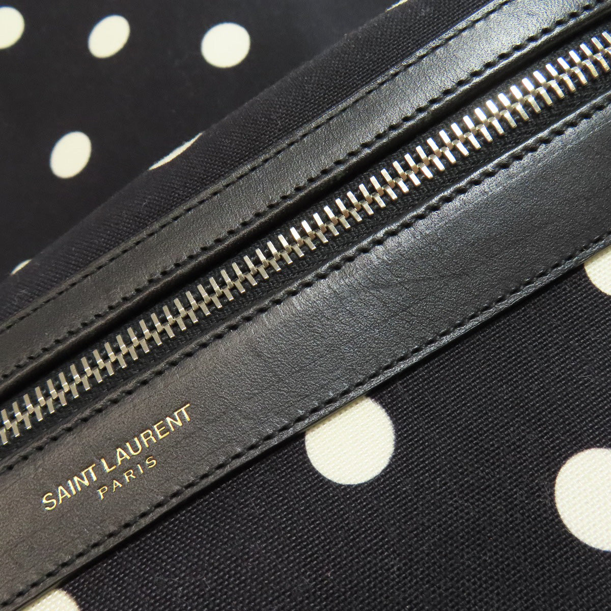 SAINT LAURENT Backpack canvas black Dot Pattern Women Used Authentic