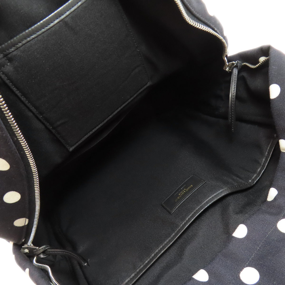 SAINT LAURENT Backpack canvas black Dot Pattern Women Used Authentic