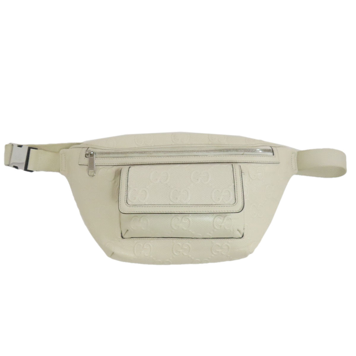 GUCCI Sling bag 645093 Calfskin white GG emboss Women Used Authentic