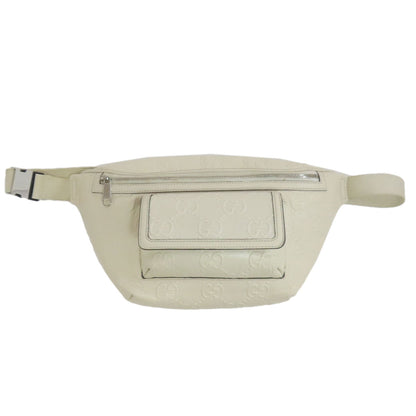GUCCI Sling bag 645093 Calfskin white GG emboss Women Used Authentic