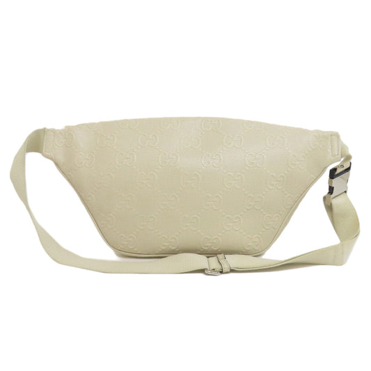 GUCCI Sling bag 645093 Calfskin white GG emboss Women Used Authentic