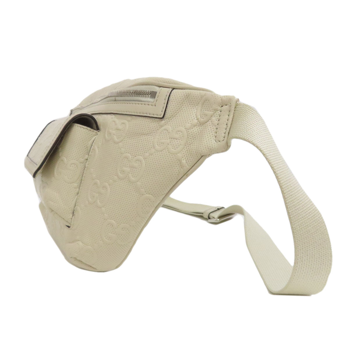 GUCCI Sling bag 645093 Calfskin white GG emboss Women Used Authentic