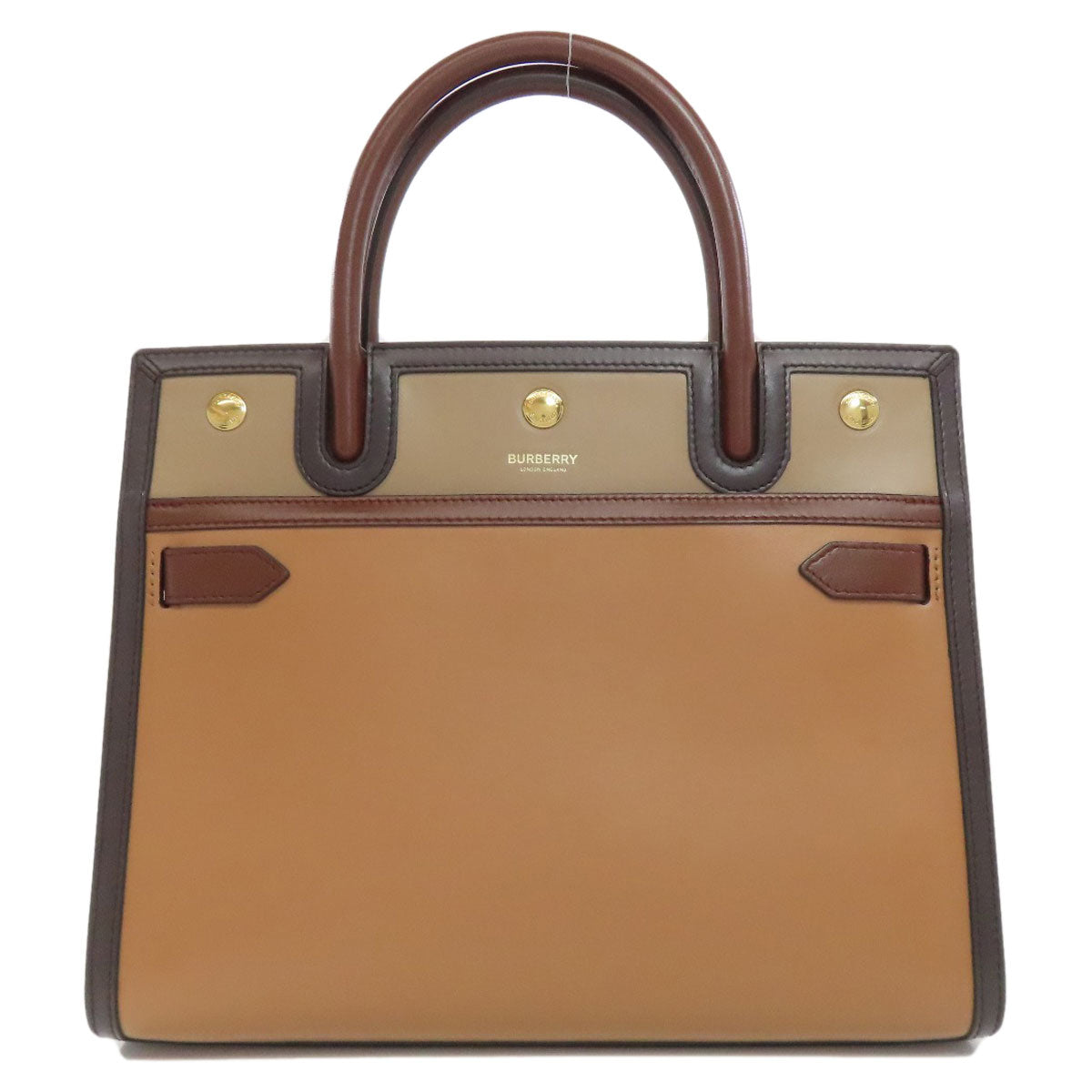 BURBERRY Handbag leather Brown logo Women Used Authentic