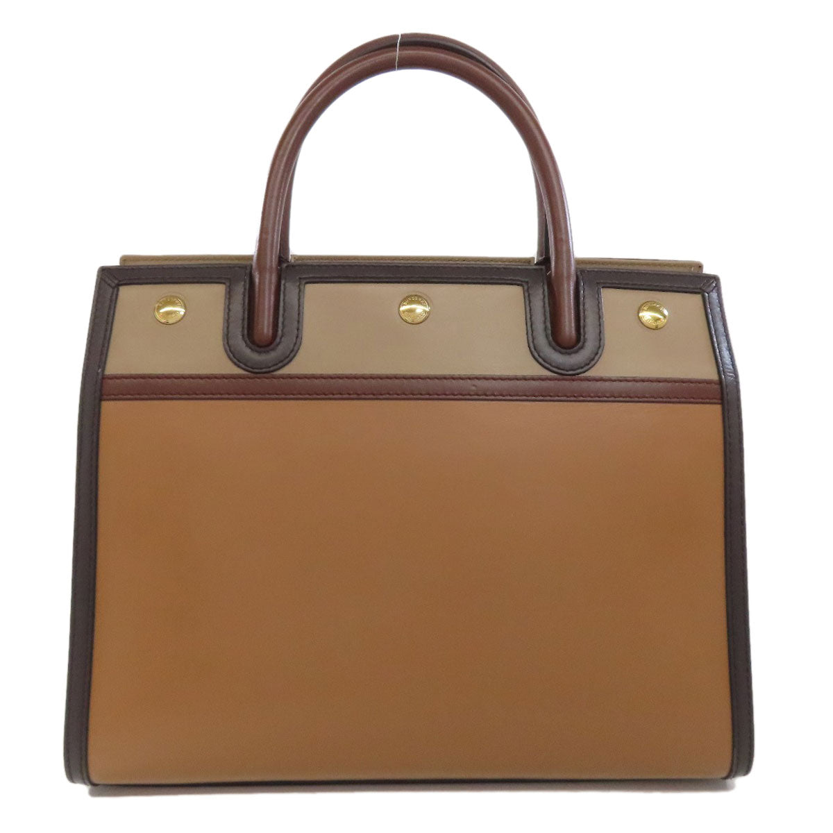 BURBERRY Handbag leather Brown logo Women Used Authentic