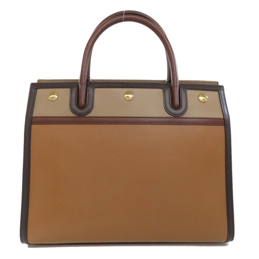 BURBERRY Handbag leather Brown logo Women Used Authentic