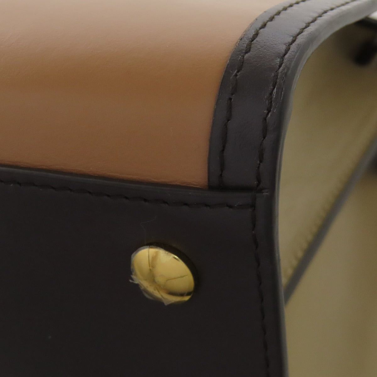 BURBERRY Handbag leather Brown logo Women Used Authentic