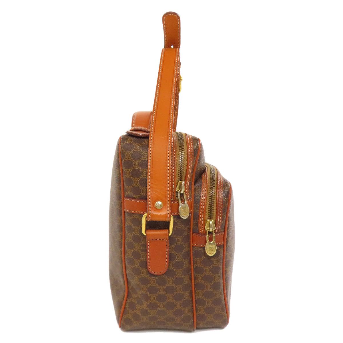 CELINE Shoulder Bag PVC Brown Macadam 2WAY Women Used Authentic