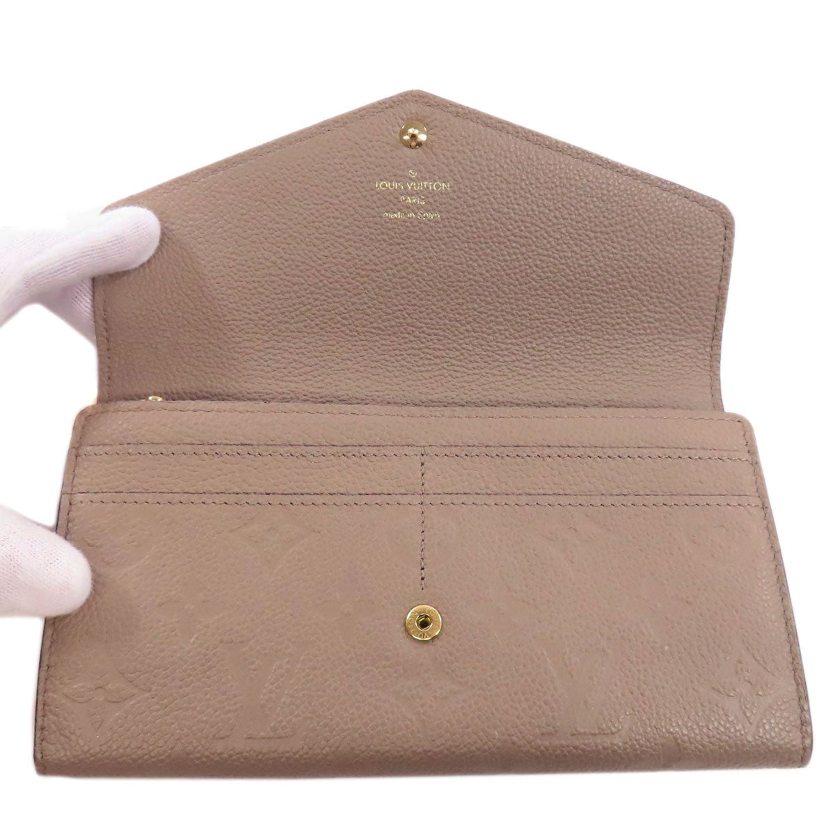 LOUIS VUITTON Long Wallet Purse M68708 Ann Platt beige Portefeuille Sara Women Used Authentic