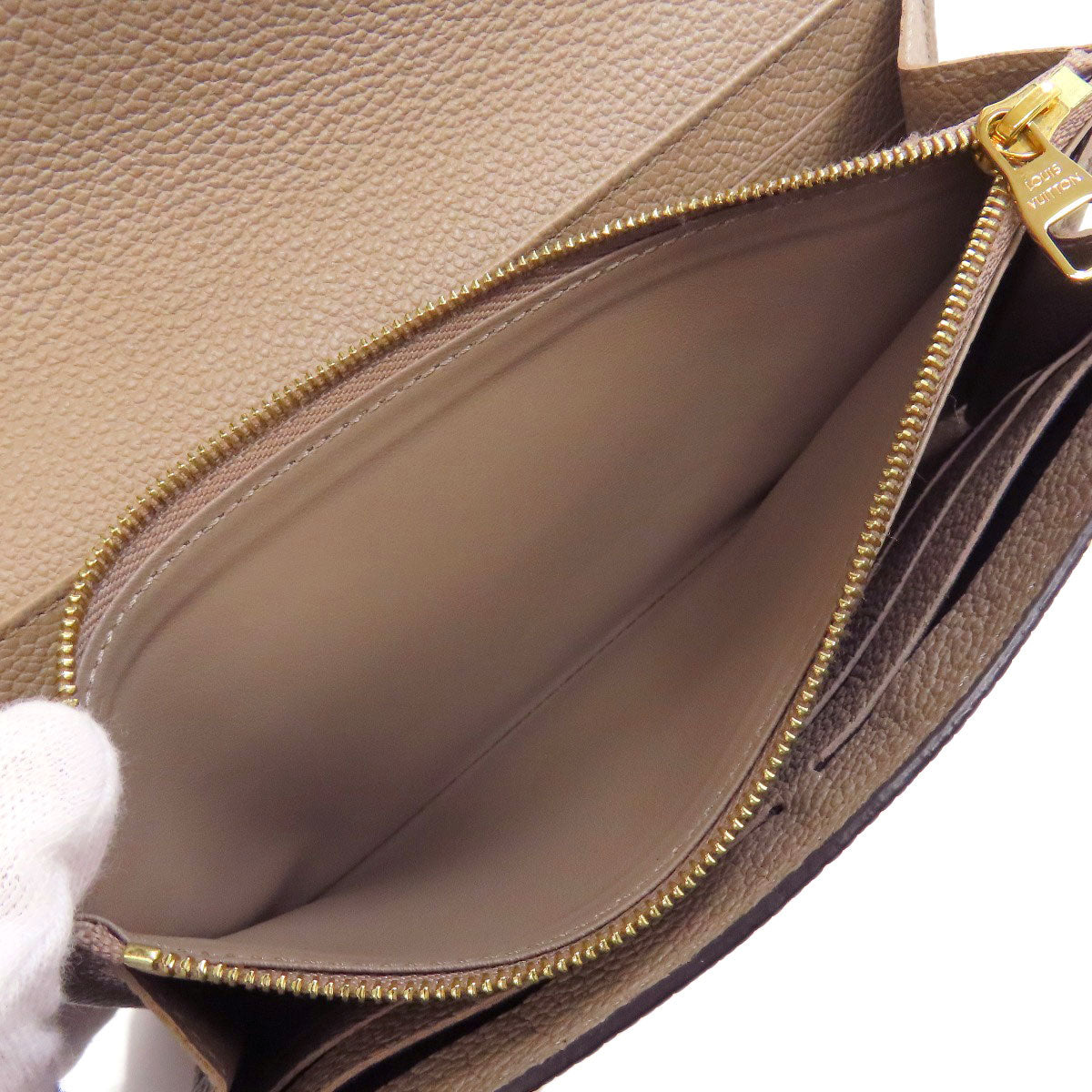 LOUIS VUITTON Long Wallet Purse M68708 Ann Platt beige Portefeuille Sara Women Used Authentic