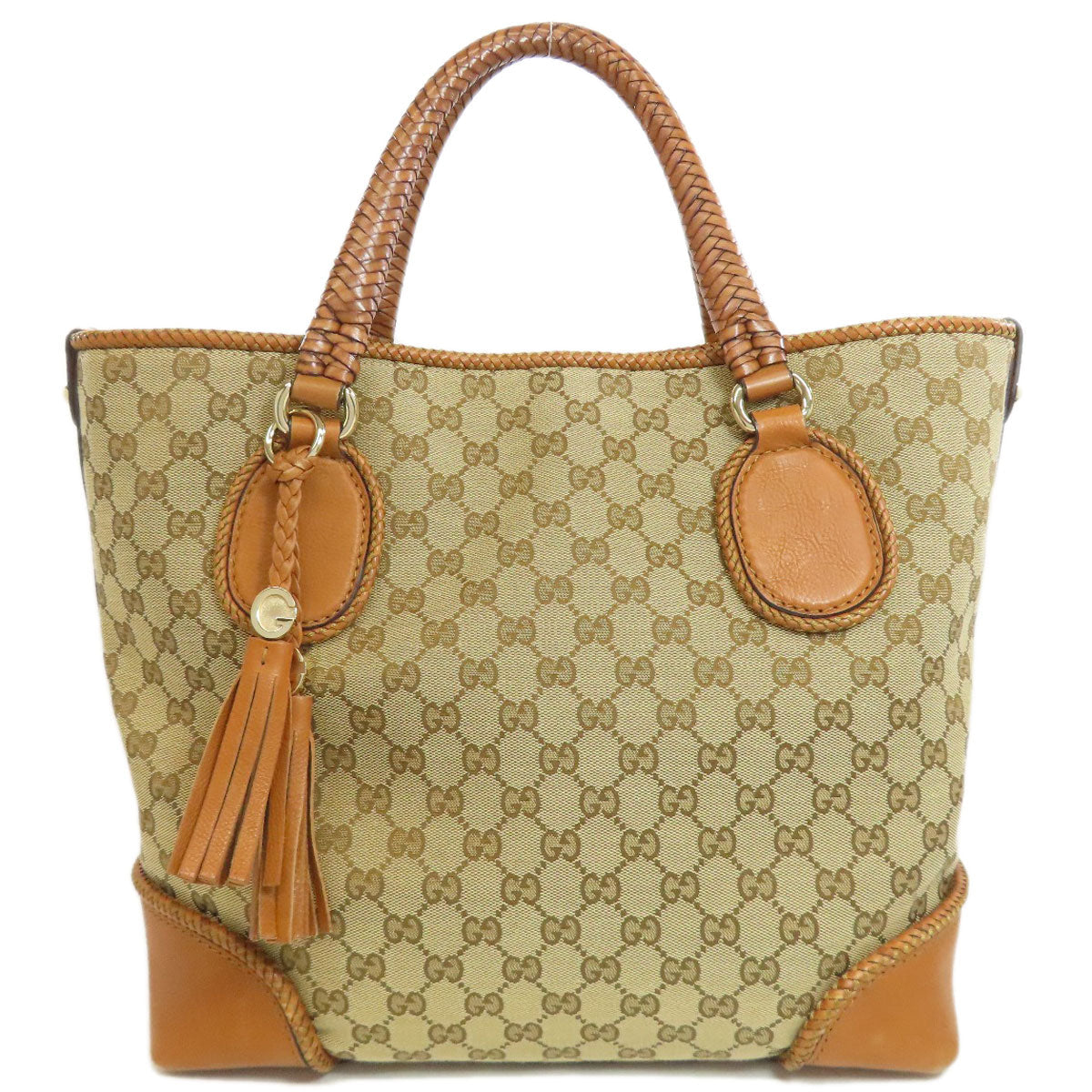 GUCCI Tote Bag 257023 canvas Brown GG Marrakech Women Used Authentic