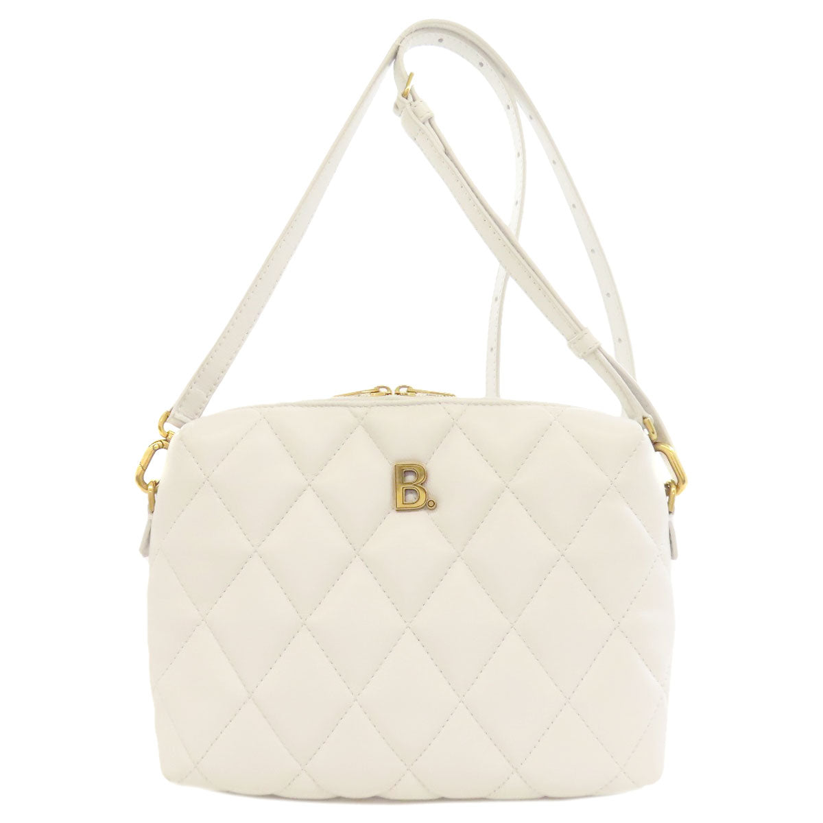 BALENCIAGA Shoulder Bag leather white quilting Women Used Authentic