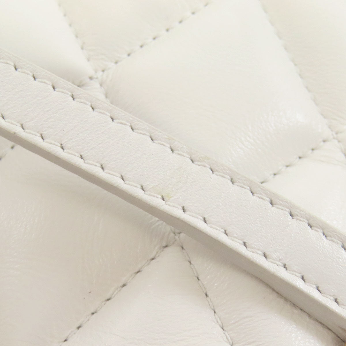 BALENCIAGA Shoulder Bag leather white quilting Women Used Authentic