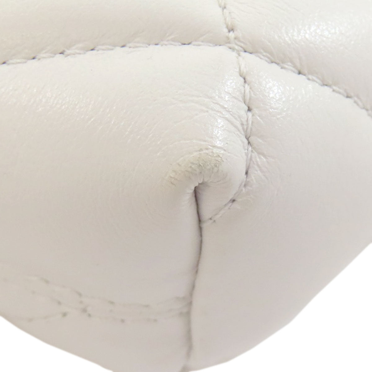 BALENCIAGA Shoulder Bag leather white quilting Women Used Authentic