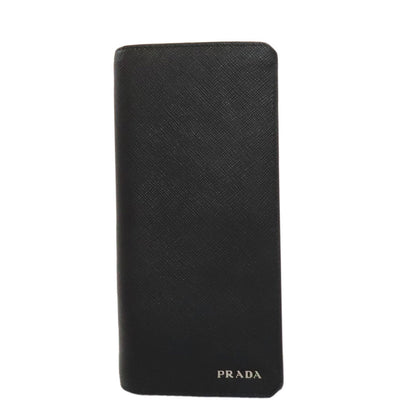 PRADA Long Wallet Purse 2MV835 Safiano black logo mens Used Authentic