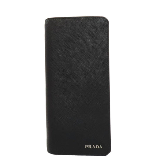 PRADA Long Wallet Purse 2MV835 Safiano black logo mens Used Authentic