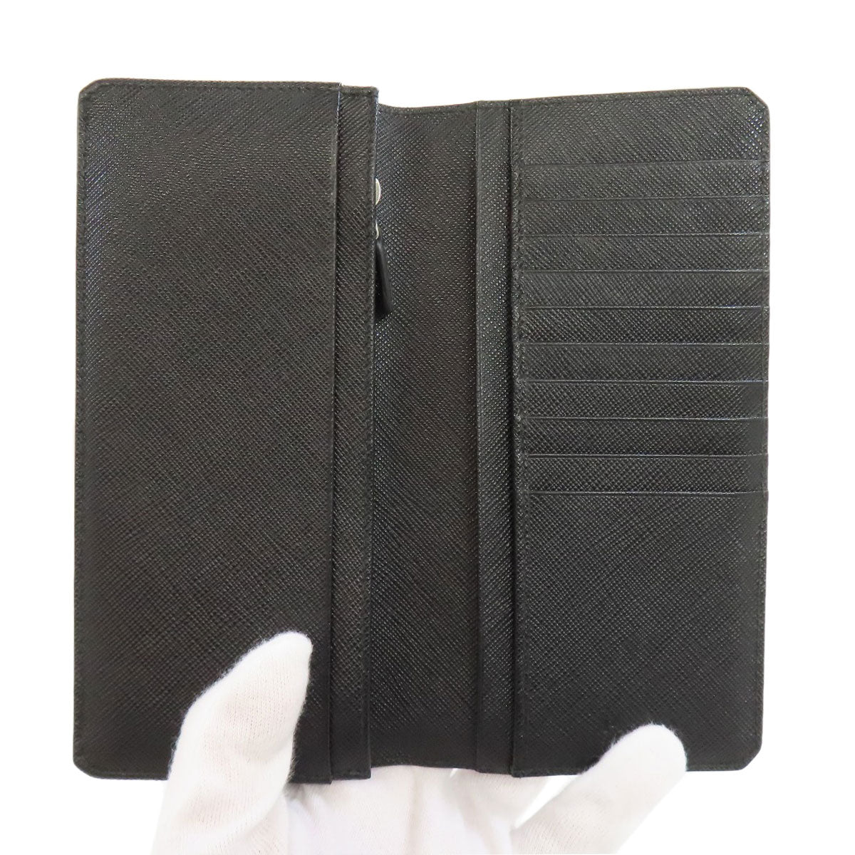 PRADA Long Wallet Purse 2MV835 Safiano black logo mens Used Authentic