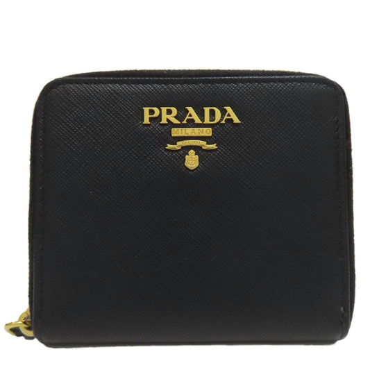 PRADA Bifold Wallet 1ML036 Safiano black logo Women Used Authentic