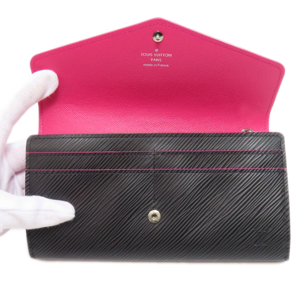 LOUIS VUITTON Long Wallet Purse M64322 Epi black Portefeuille Sara Women Used Authentic