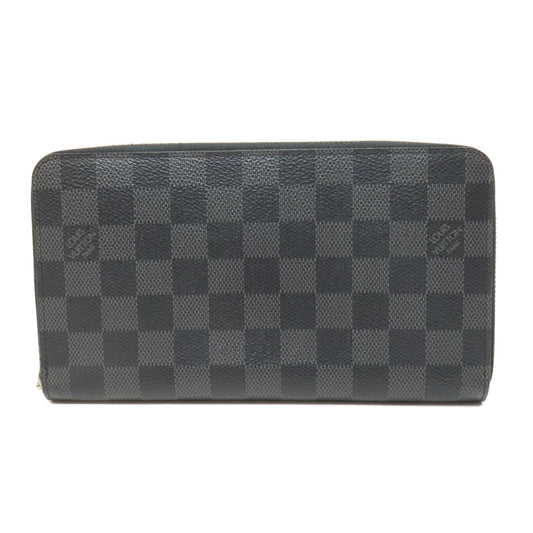 LOUIS VUITTON Long Wallet Purse N60111 Damier canvas gray Zippy Organizer NM mens Used Authentic
