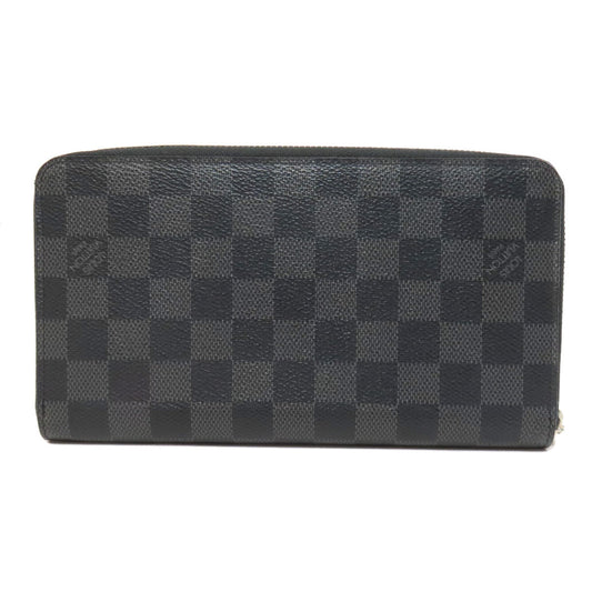 LOUIS VUITTON Long Wallet Purse N60111 Damier canvas gray Zippy Organizer NM mens Used Authentic